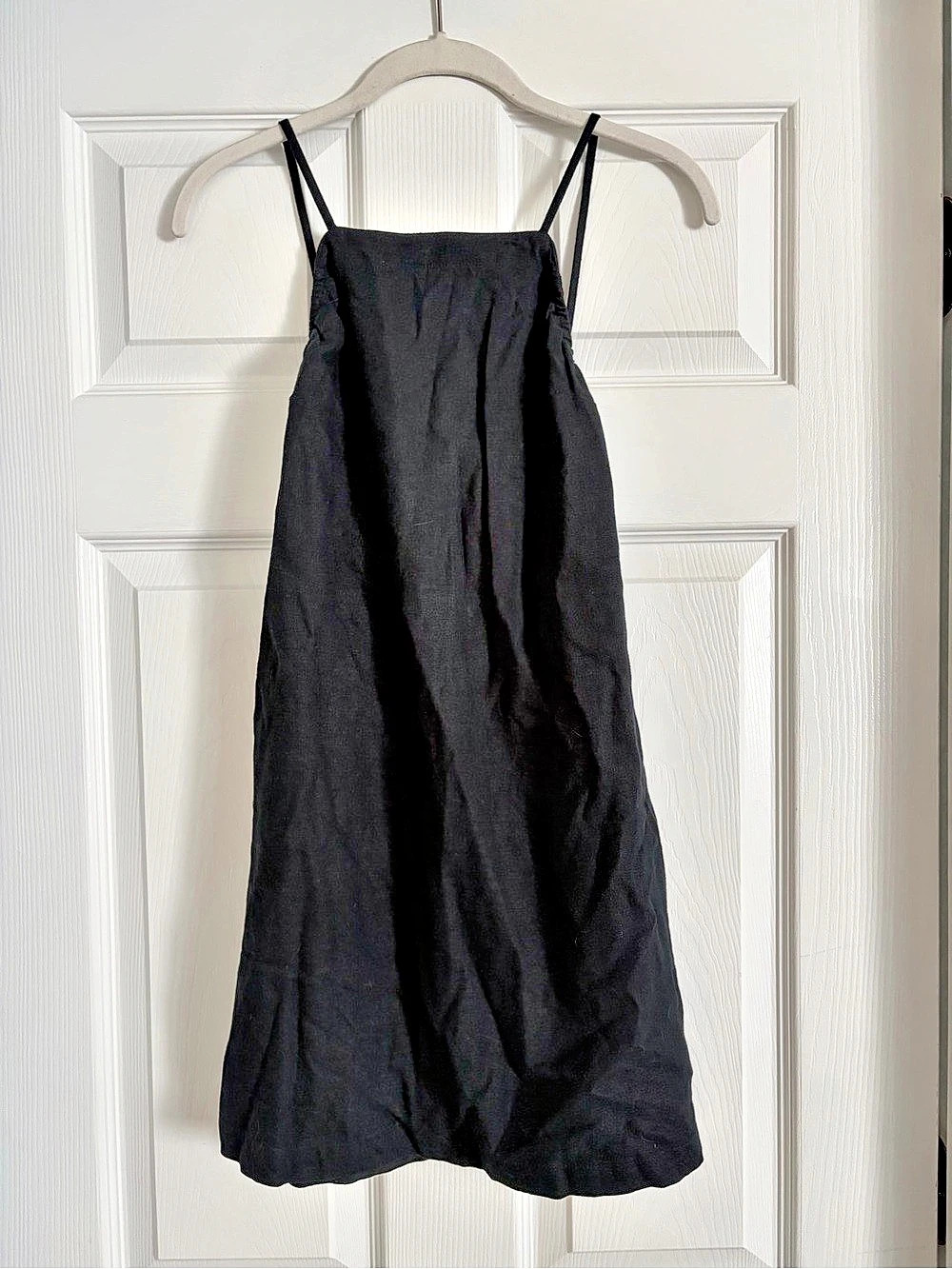 Abercrombie & Fitch Squareneck Open-Back Linen Mini Dress Black XXS
